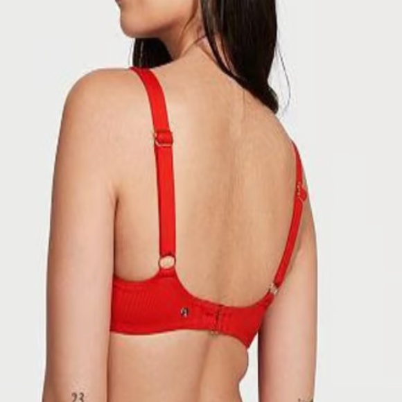 VS Wicked Flame Essential Ribbed Hipster Summer Vaca Vacation Full Bikini Top - Picture 2 of 3